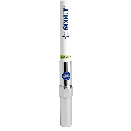 Scout 8' QuickFit White VHF Antenna w/5M Cable + FME Quick 6 Foam Filled 6db Solid Brass Copper Element - Life Raft Professionals