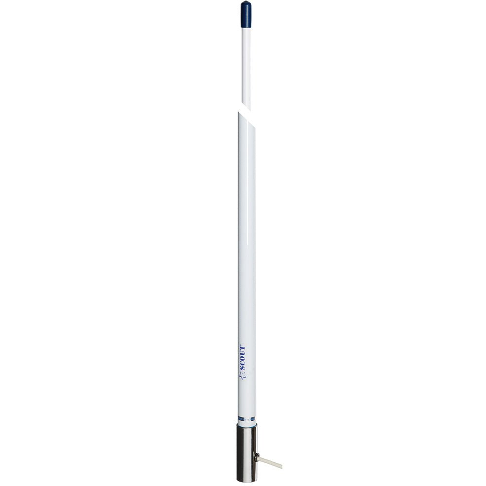 Scout 8' White VHF Antenna 6dB Stainless Steel Ferrule w/5M RG - 58 Coax Includes PL - 259 KS - 42 - Life Raft Professionals