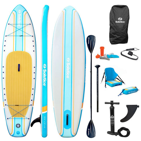 Solstice Watersports 10'6" Rambler Inflatable Stand - Up Paddleboard/Kayak 2 - In - 1 Kit w/Seat Convertible Paddle - Orange - Life Raft Professionals