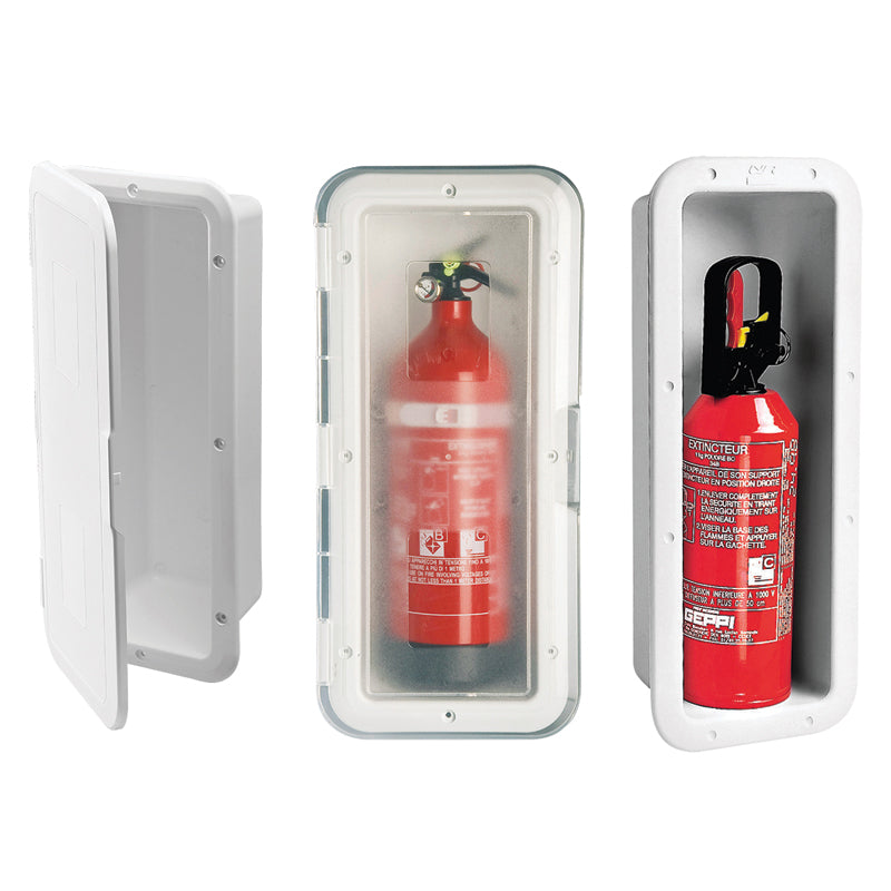 Storage Case for 2.2 lbs (1 kg) Fire Extinguisher with Translucent Door, White