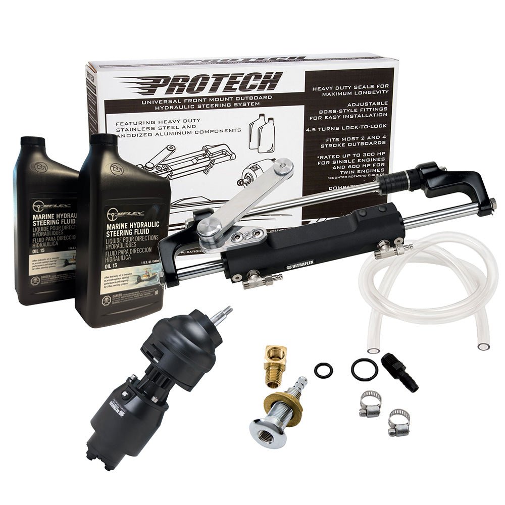 Uflex PROTECH 2.1 Front Mount Tilt OB Hydraulic System - Includes UP28T Helm Pump, Oil, UC128TS - 2 Cylinder, X52 Tilt - No Hoses - Life Raft Professionals
