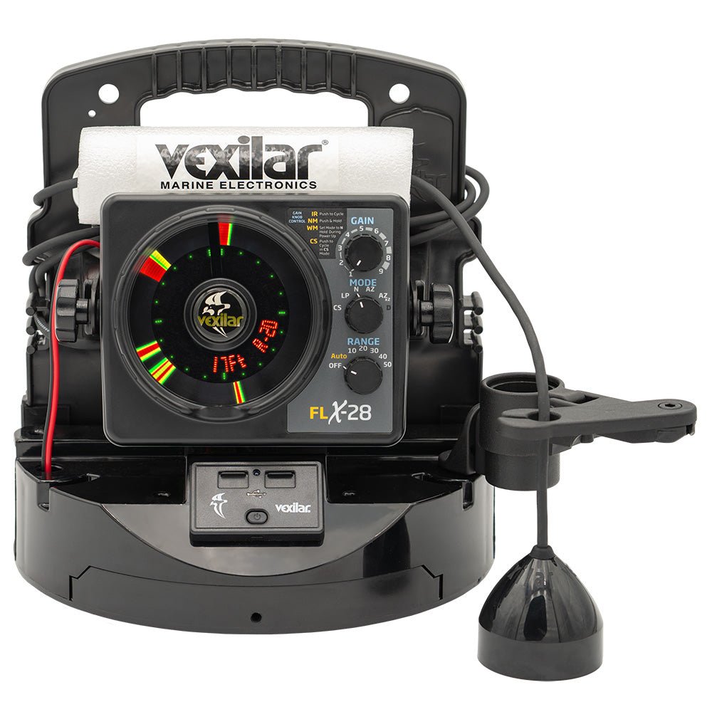 Vexilar FLX - 28 Pro Pack Elite Fishing System w/Pro View Ice - Ducer Vexilar Lithium Battery - Life Raft Professionals
