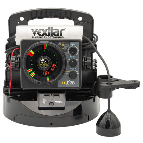 Vexilar FLX - 28 Pro Pack Elite Fishing System w/Pro View Ice - Ducer Vexilar Lithium Battery - Life Raft Professionals