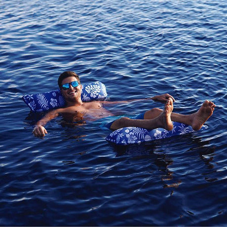 Aqua Leisure 4-In-1 Monterey Hammock Supreme XL 53" x 31.5" - Hibiscus Pineapple Royal Blue - Life Raft Professionals