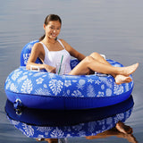 Aqua Leisure Supreme Lake Tube Hibiscus Pineapple Royal Blue w/Docking Attachment - Life Raft Professionals