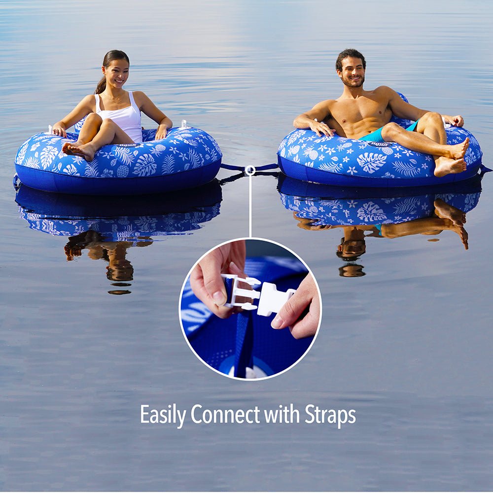 Aqua Leisure Supreme Lake Tube Hibiscus Pineapple Royal Blue w/Docking Attachment - Life Raft Professionals