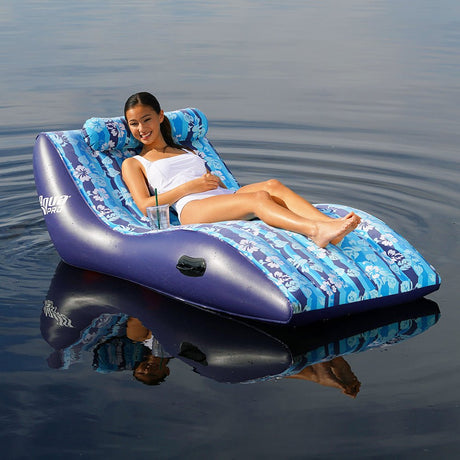 Aqua Leisure Ultra Cushioned Comfort Lounge Hawaiian Wave Print w/Adjustable Pillow - Life Raft Professionals