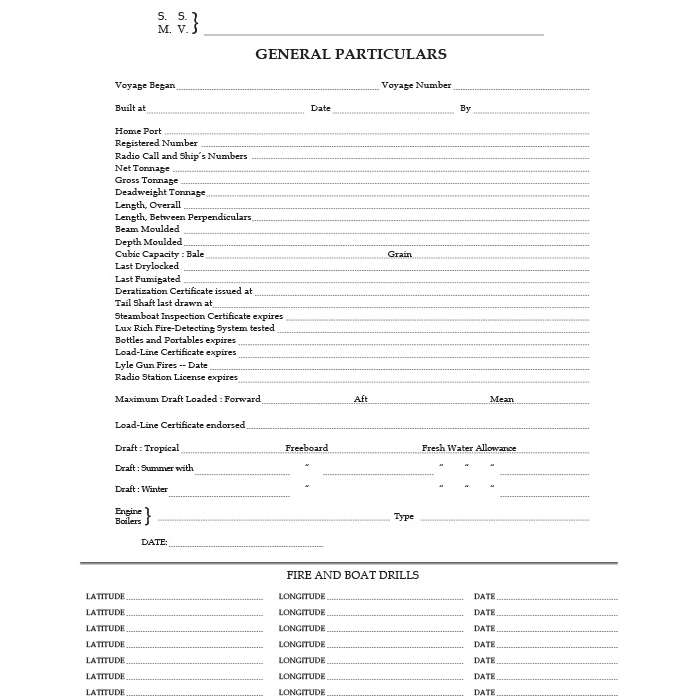 Bridge Log Book (62 day) - Life Raft Professionals