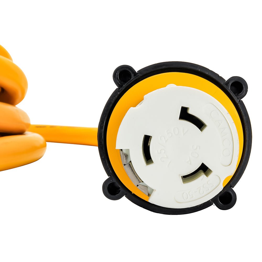 Camco 50 Amp Power Grip Marine Extension Cord - 25 M-Locking/F-Locking Adapter - Life Raft Professionals