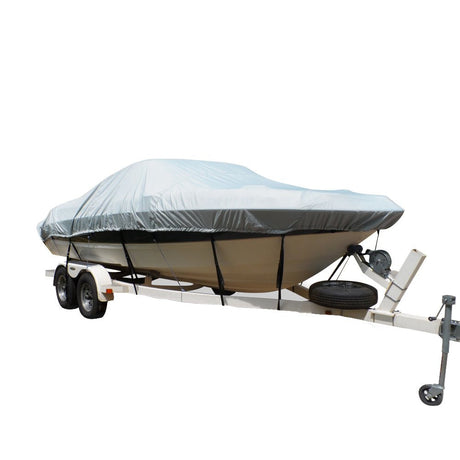 Carver Flex-Fit PRO Polyester Size 12 Boat Cover f/V-Hull Center Console Fishing Boats - Grey - Life Raft Professionals