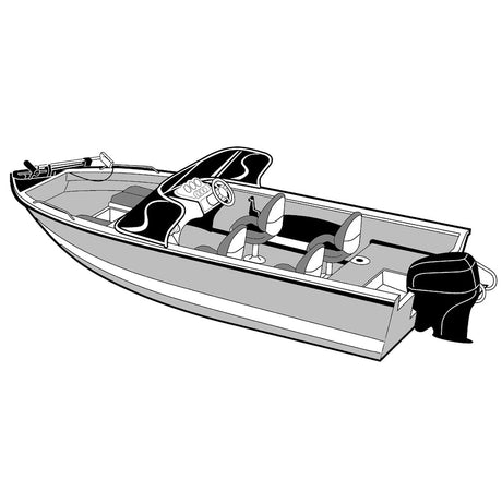 Carver Performance Poly-Guard Wide Series Styled-to-Fit Boat Cover f/16.5 Aluminum V-Hull Boats w/Walk-Thru Windshield - Grey - Life Raft Professionals