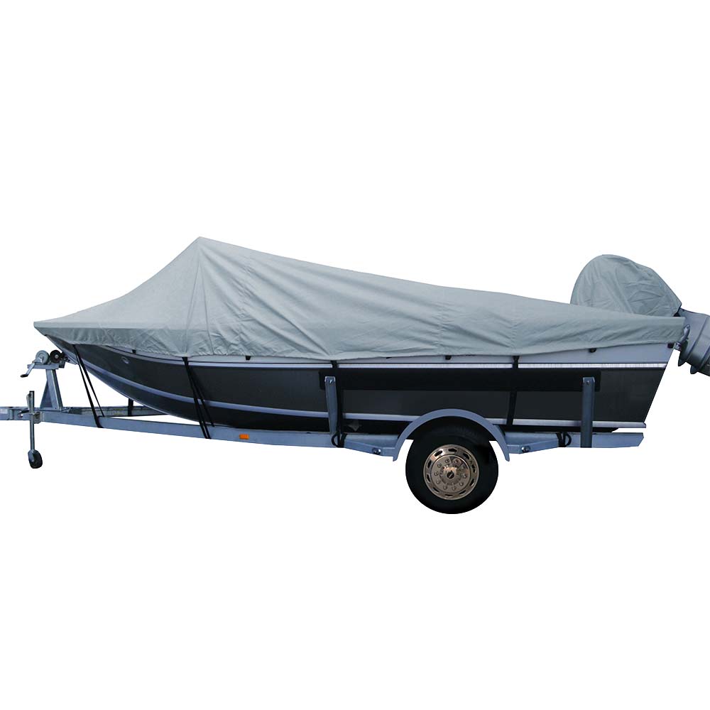 Carver Poly-Flex II Extra Wide Series Styled-to-Fit Boat Cover f/20.5 Aluminum Boats w/High Forward Mounted Windshield - Grey - Life Raft Professionals