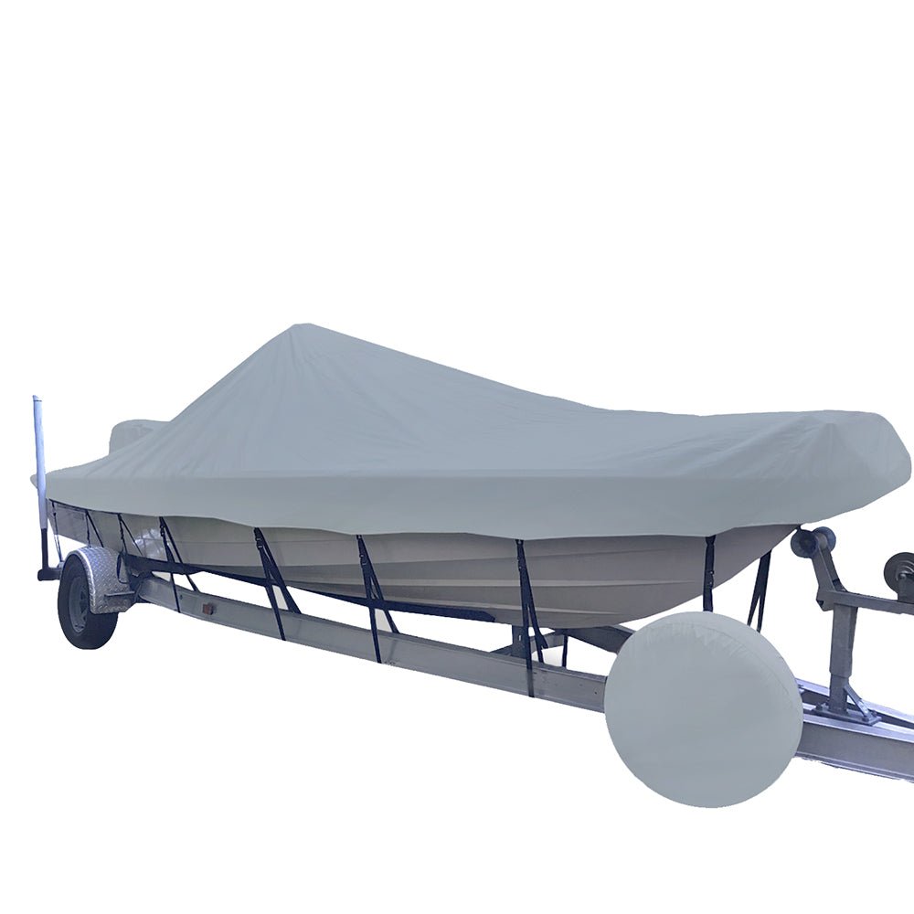 Carver Poly-Flex II Styled-to-Fit Boat Cover f/16.5 V-Hull Center Console Shallow Draft Boats - Grey - Life Raft Professionals