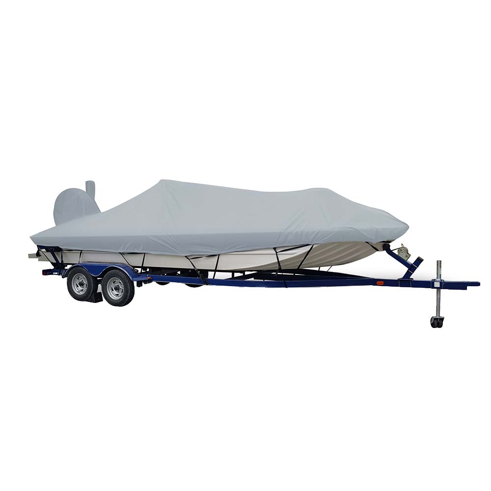 Carver Sun-DURA Extra Wide Series Styled-to-Fit Boat Cover f/18.5 Aluminum Modified V Jon Boats - Grey - Life Raft Professionals