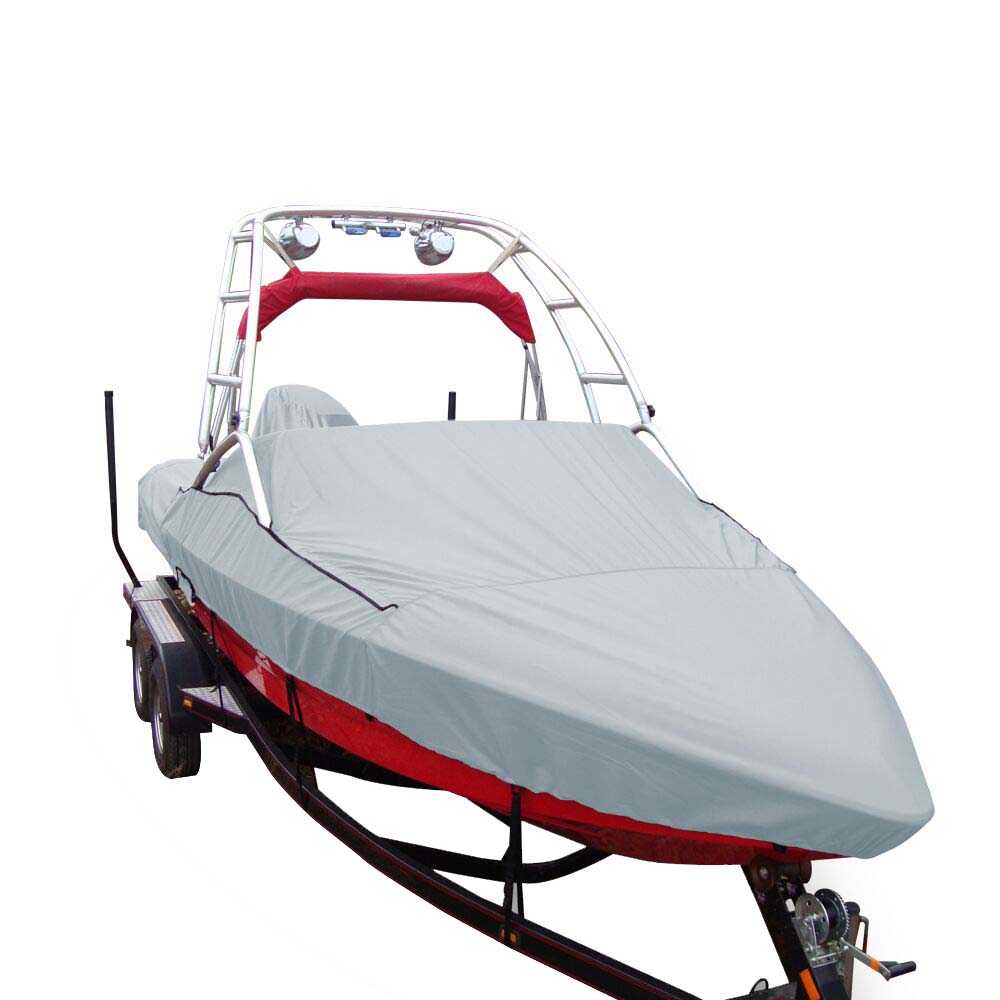 Carver Sun-DURA Specialty Boat Cover f/18.5 Sterndrive V-Hull Runabouts w/Tower - Grey - Life Raft Professionals