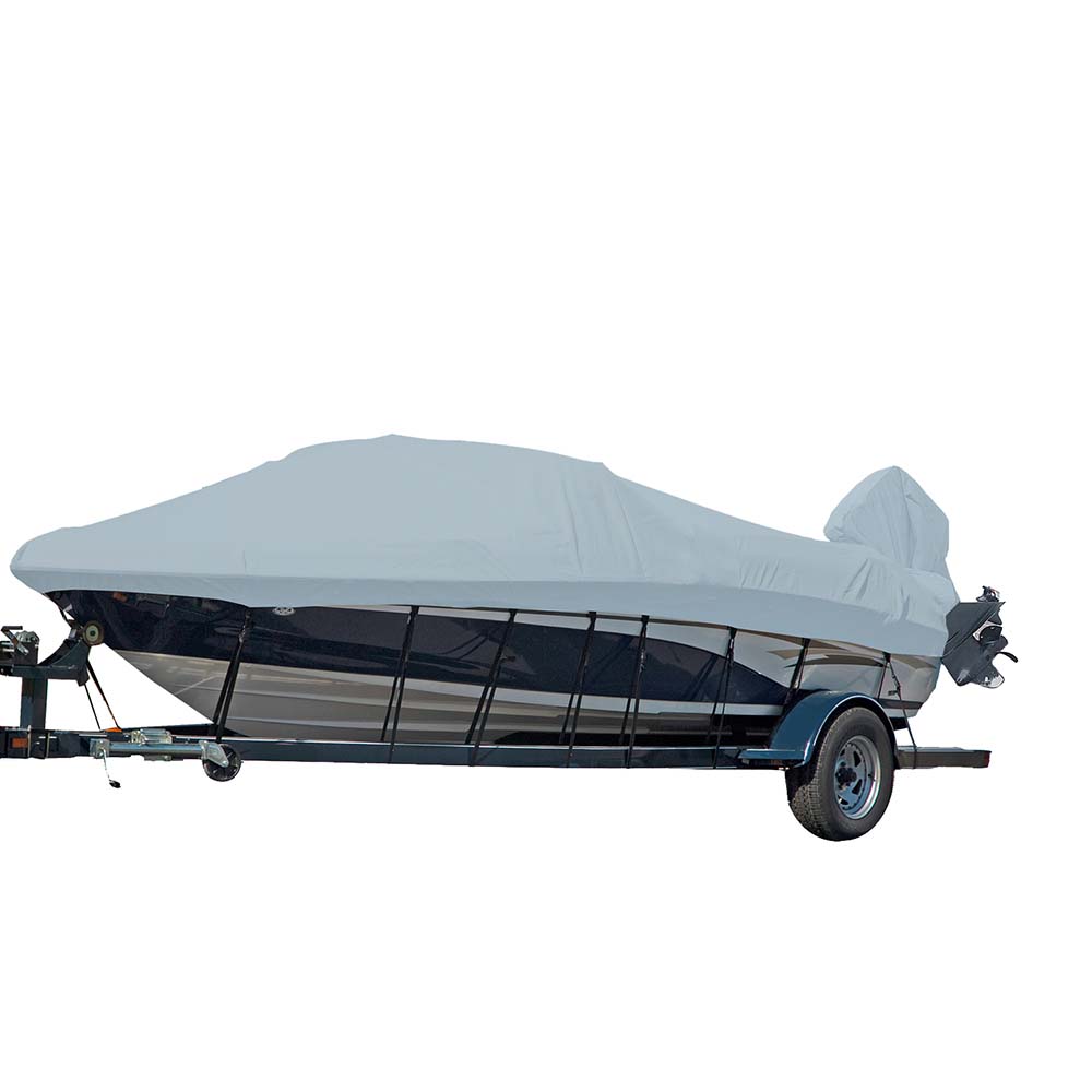 Carver Sun-DURA Styled-to-Fit Boat Cover f/15.5 V-Hull Runabout Boats w/Windshield Hand/Bow Rails - Grey - Life Raft Professionals
