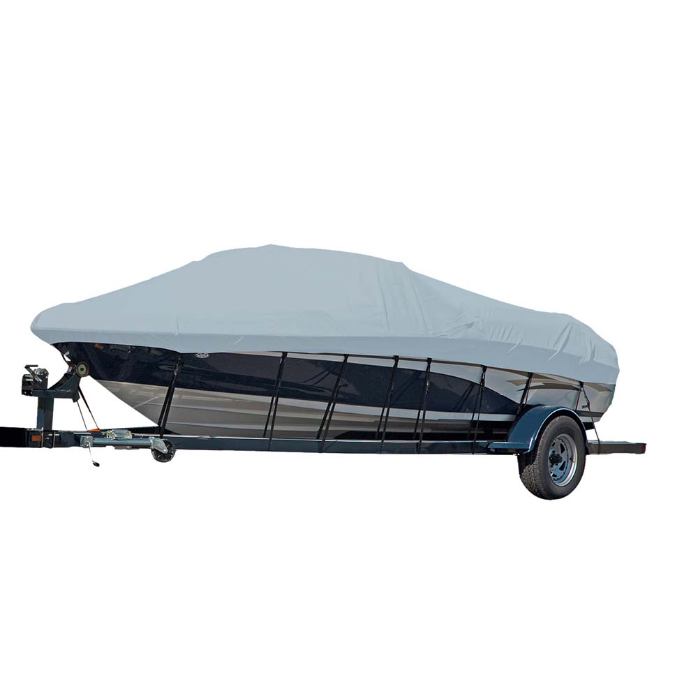Carver Sun-DURA Styled-to-Fit Boat Cover f/17.5 Sterndrive V-Hull Runabout Boats (Including Eurostyle) w/Windshield Hand/Bow Rails - Grey - Life Raft Professionals