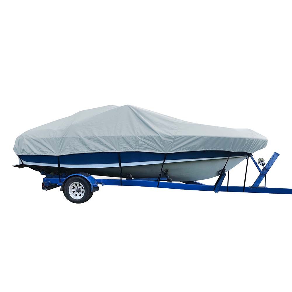 Carver Sun-DURA Styled-to-Fit Boat Cover f/19.5 V-Hull Low Profile Cuddy Cabin Boats w/Windshield Rails - Grey - Life Raft Professionals