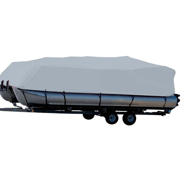 Carver Sun-DURA Styled-to-Fit Boat Cover f/20.5 Pontoons w/Bimini Top Rails - Grey - Life Raft Professionals