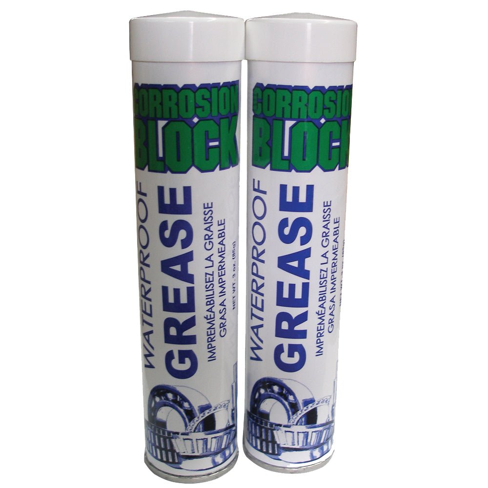 Corrosion Block High Performance Waterproof Grease - (2) 3oz Cartridges - Non-Hazmat, Non-Flammable Non-Toxic - Life Raft Professionals