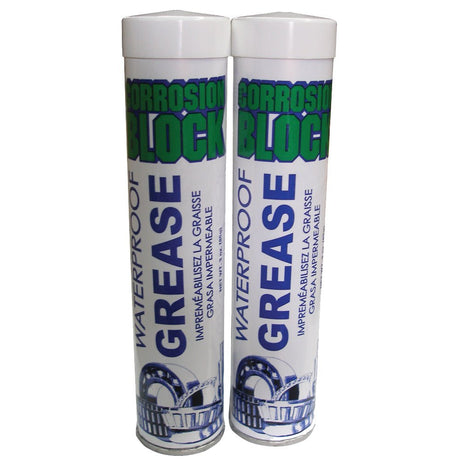 Corrosion Block High Performance Waterproof Grease - (2) 3oz Cartridges - Non-Hazmat, Non-Flammable Non-Toxic - Life Raft Professionals