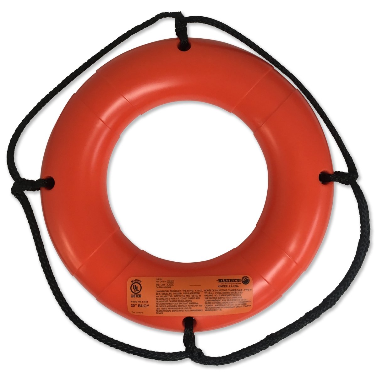 DATREX 20″ Life Ring Orange USCG Type IV - Life Raft Professionals