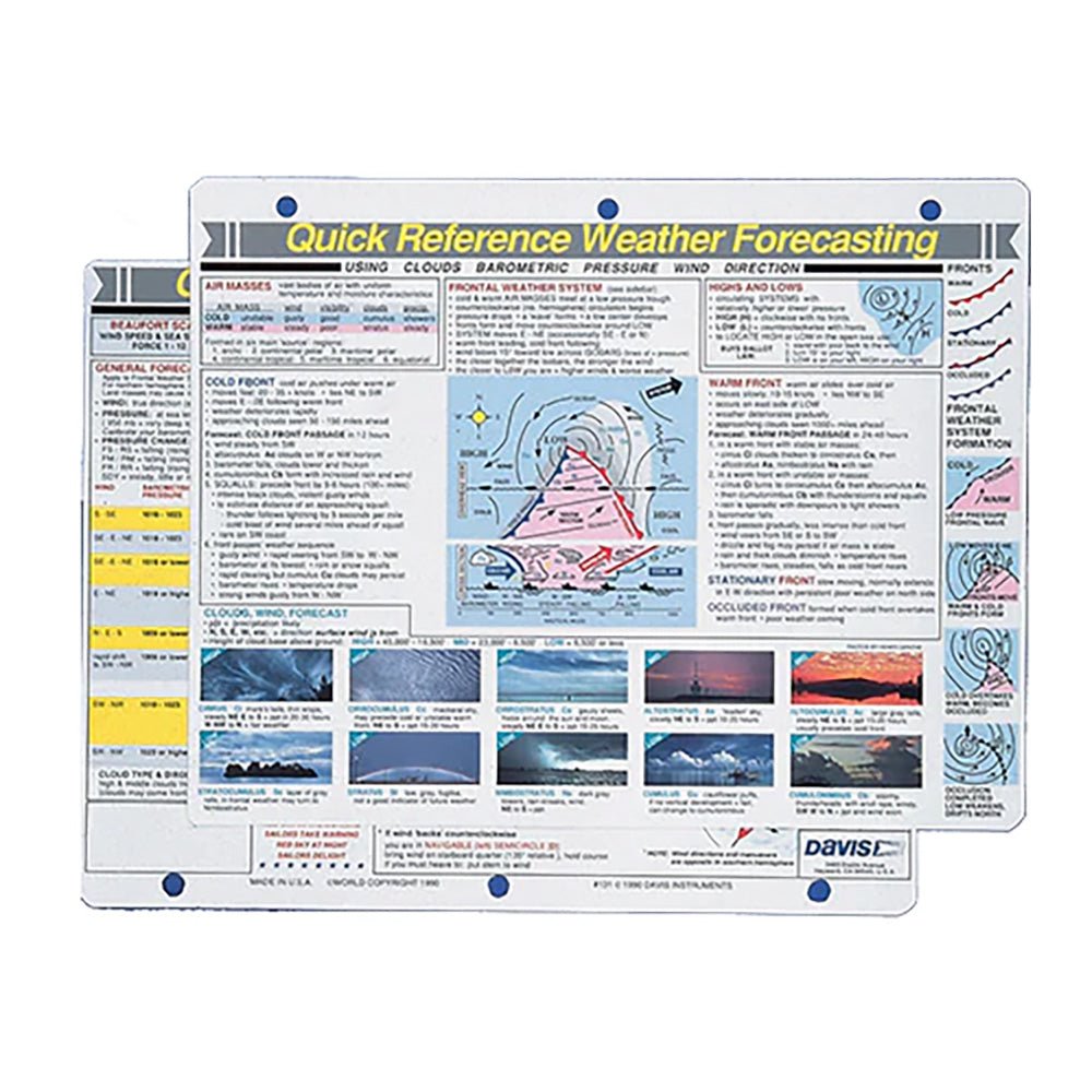 Davis Quick Reference Weather Forecasting Card - Life Raft Professionals