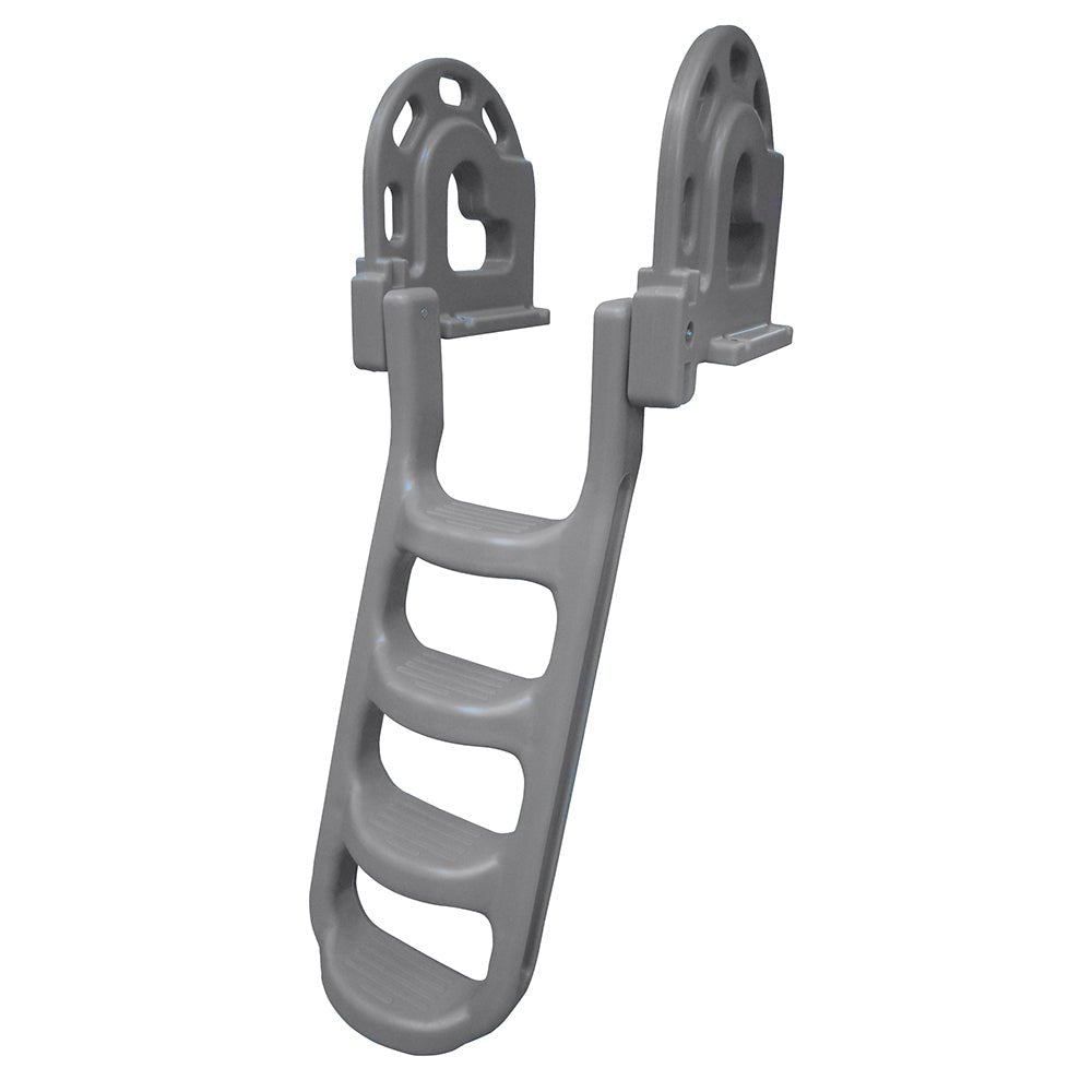 Dock Edge Stand-Off Flip-Up Polyethylene Roto Molded 4-Step Dock Ladder - Grey - Life Raft Professionals