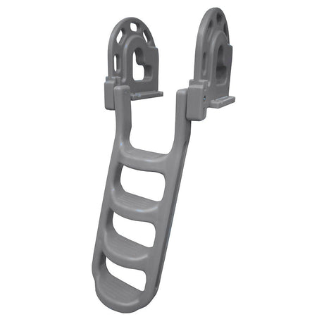 Dock Edge Stand-Off Flip-Up Polyethylene Roto Molded 4-Step Dock Ladder - Grey - Life Raft Professionals