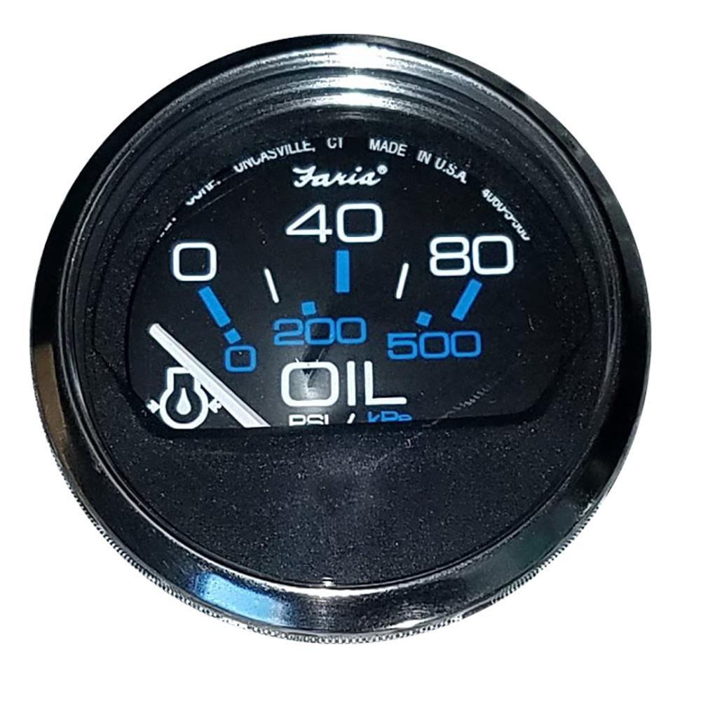 Faria Chesapeake Black 2" Oil Pressure Gauge (80 PSI) [13702] - Life Raft Professionals