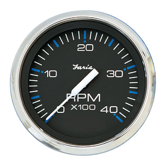 Faria Chesapeake Black 4" Tachometer - 4000 RPM (Diesel) [33742] - Life Raft Professionals