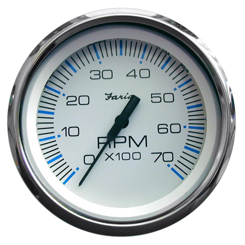 Faria Chesapeake White SS 4" Tachometer - 7000 RPM (Gas) (All Outboards) [33817] - Life Raft Professionals