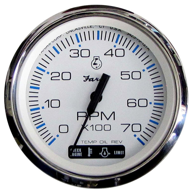 Faria Chesapeake White SS 4" Tachometer w/Suzuki Monitor - 7000 RPM (Gas) (Suzuki Outboard) [33860] - Life Raft Professionals