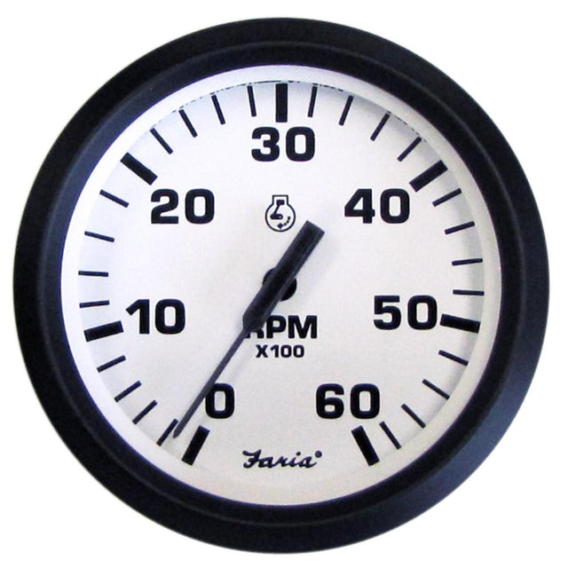 Faria Euro White 4" Tachometer - 6000 RPM (Gas) (Inboard I/O) [32904] - Life Raft Professionals