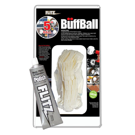 Flitz Buff Ball - Large 5" - White w/1.76oz Tube Flitz Polish - Life Raft Professionals