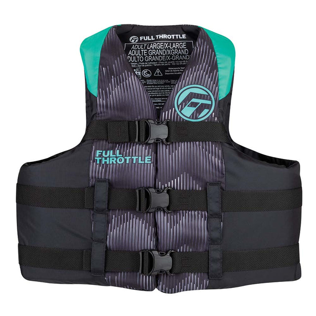 Full Throttle Adult Nylon Life Jacket - S/M - Aqua/Black [112200-505-030-22] - Life Raft Professionals