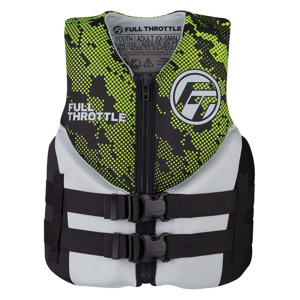 Full Throttle Junior Hinged Neoprene Life Jacket - Green [142400-400-009-22] - Life Raft Professionals