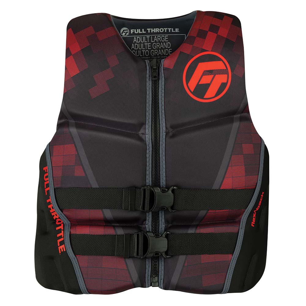 Full Throttle Mens Rapid-Dry Flex-Back Life Jacket - 2XL - Black/Red [142500-100-060-22] - Life Raft Professionals