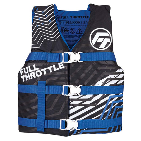 Full Throttle Youth Nylon Life Jacket - Blue/Black [112200-500-002-22] - Life Raft Professionals