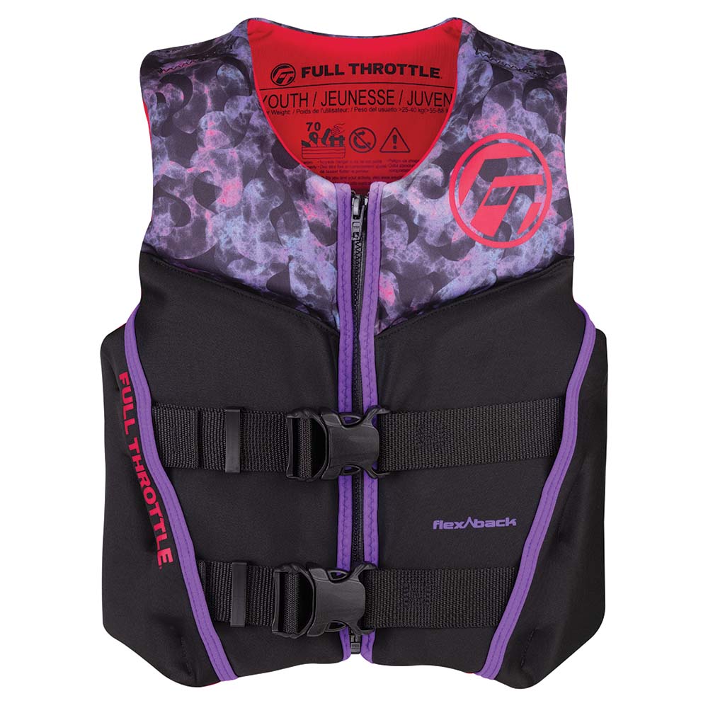 Full Throttle Youth Rapid-Dry Flex-Back Life Jacket - Pink/Black [142500-105-002-22] - Life Raft Professionals
