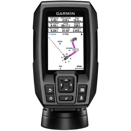 Garmin STRIKER 4 Fishfinder Worldwide Version w/77/200kHz - 4-Pin Transducer w/Transom & Trolling Motor Mounts [010-01550-01] - Life Raft Professionals