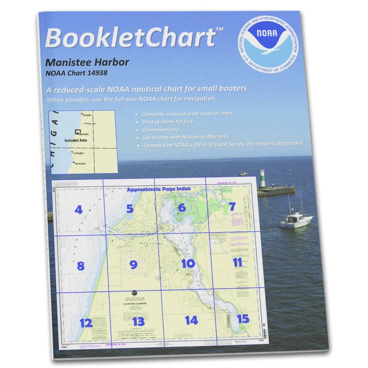 Historical NOAA Booklet Chart 14938: Manistee Harbor and Manistee Lake - Life Raft Professionals