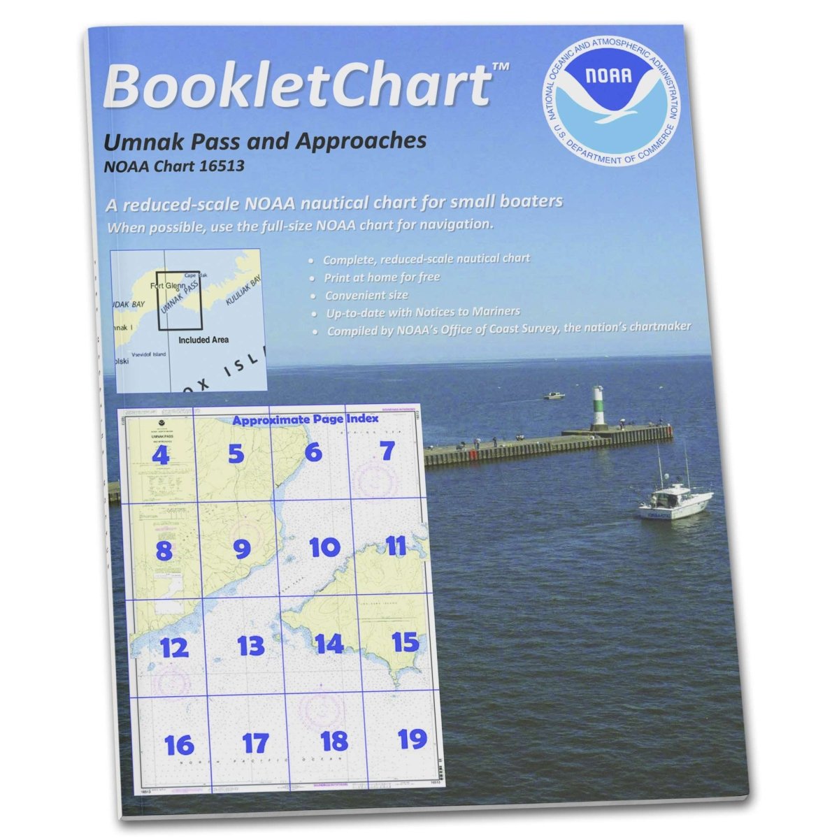 Historical NOAA Booklet Chart 16513: Unalaska Island Umnak Pass and approaches - Life Raft Professionals