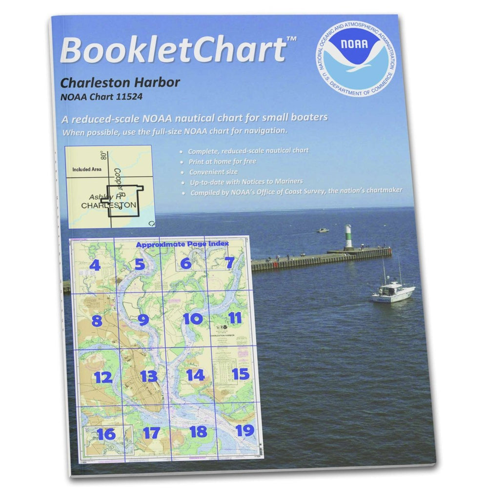 Historical NOAA BookletChart 11524: Charleston Harbor, Handy 8.5" x 11" Size. Paper Chart Book Designed for use Aboard Small Craft - Life Raft Professionals