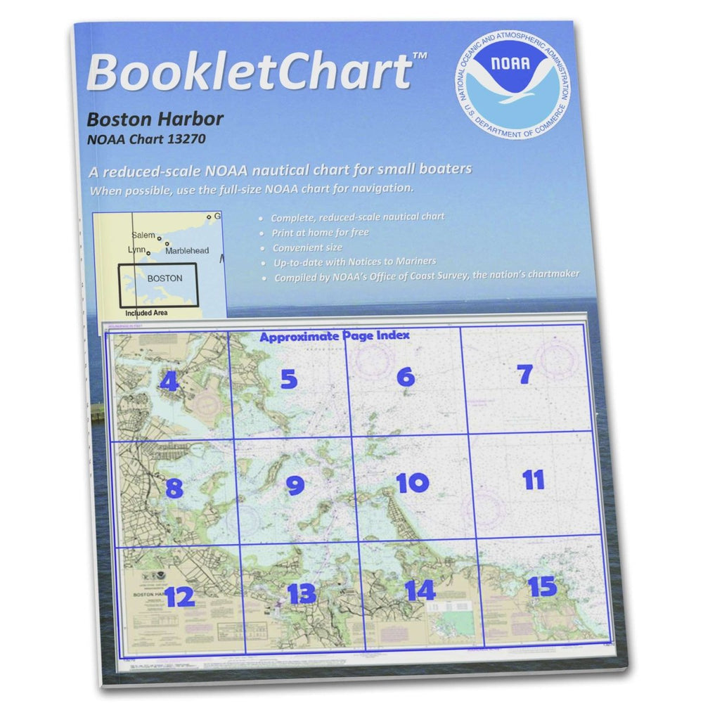 Historical NOAA BookletChart 13270: Boston Harbor, Handy 8.5" x 11" Size. Paper Chart Book Designed for use Aboard Small Craft - Life Raft Professionals