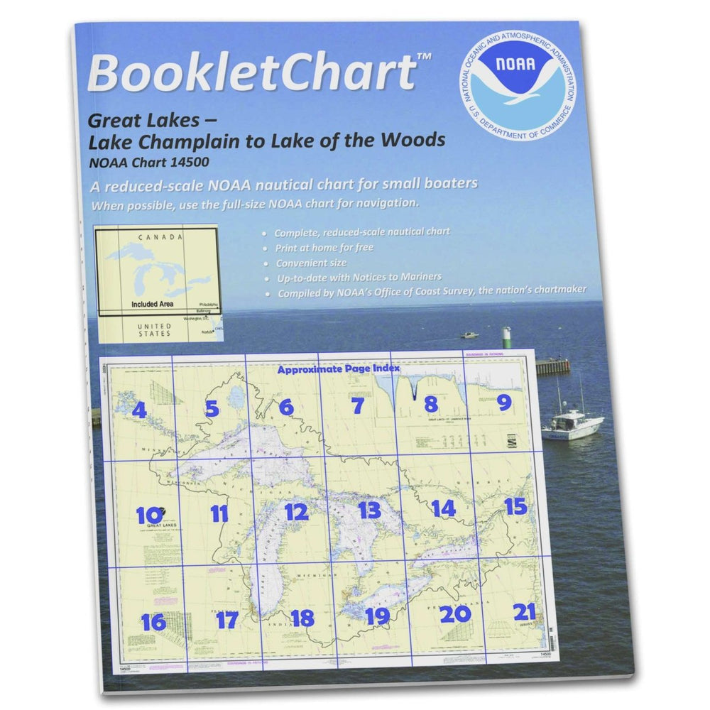 Historical NOAA BookletChart 14500: Great Lakes: Lake Champlain to Lake of The Woods, Handy 8.5" x 11" Size. Paper Chart Book Designed for use Aboard Small Craft - Life Raft Professionals