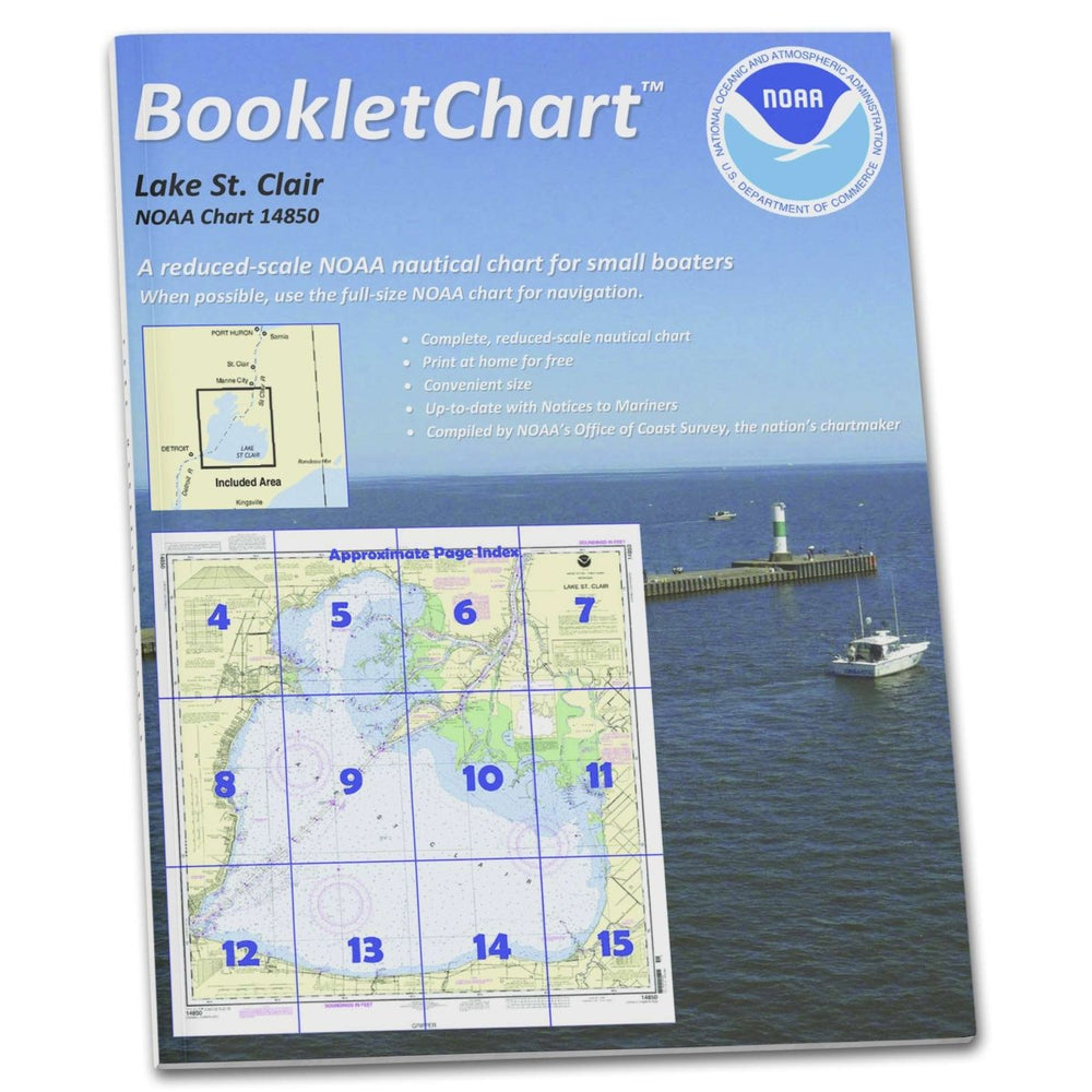 Historical NOAA BookletChart 14850: Lake St. Clair, Handy 8.5" x 11" Size. Paper Chart Book Designed for use Aboard Small Craft - Life Raft Professionals