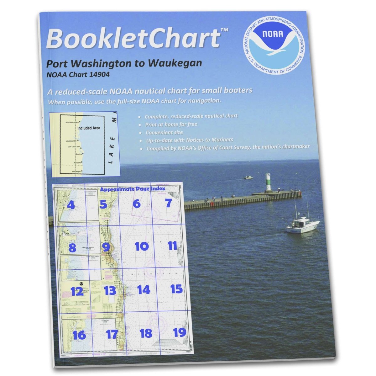 Historical NOAA BookletChart 14904: Port Washington to Waukegan; Kenosha; North Point Marina; Port Washington. - Life Raft Professionals
