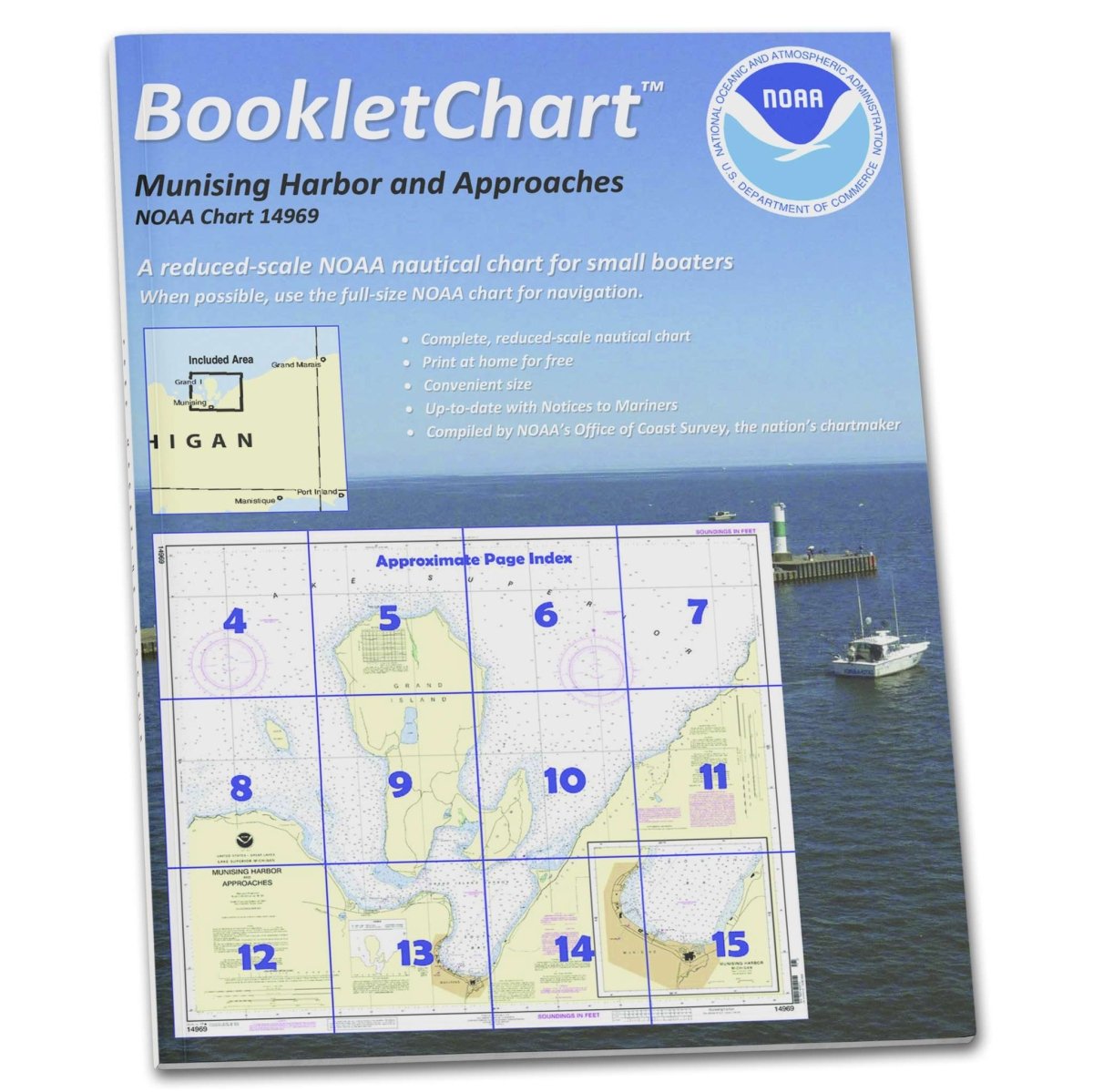 Historical NOAA BookletChart 14969: Munising Harbor and Approaches; Munising Harbor - Life Raft Professionals