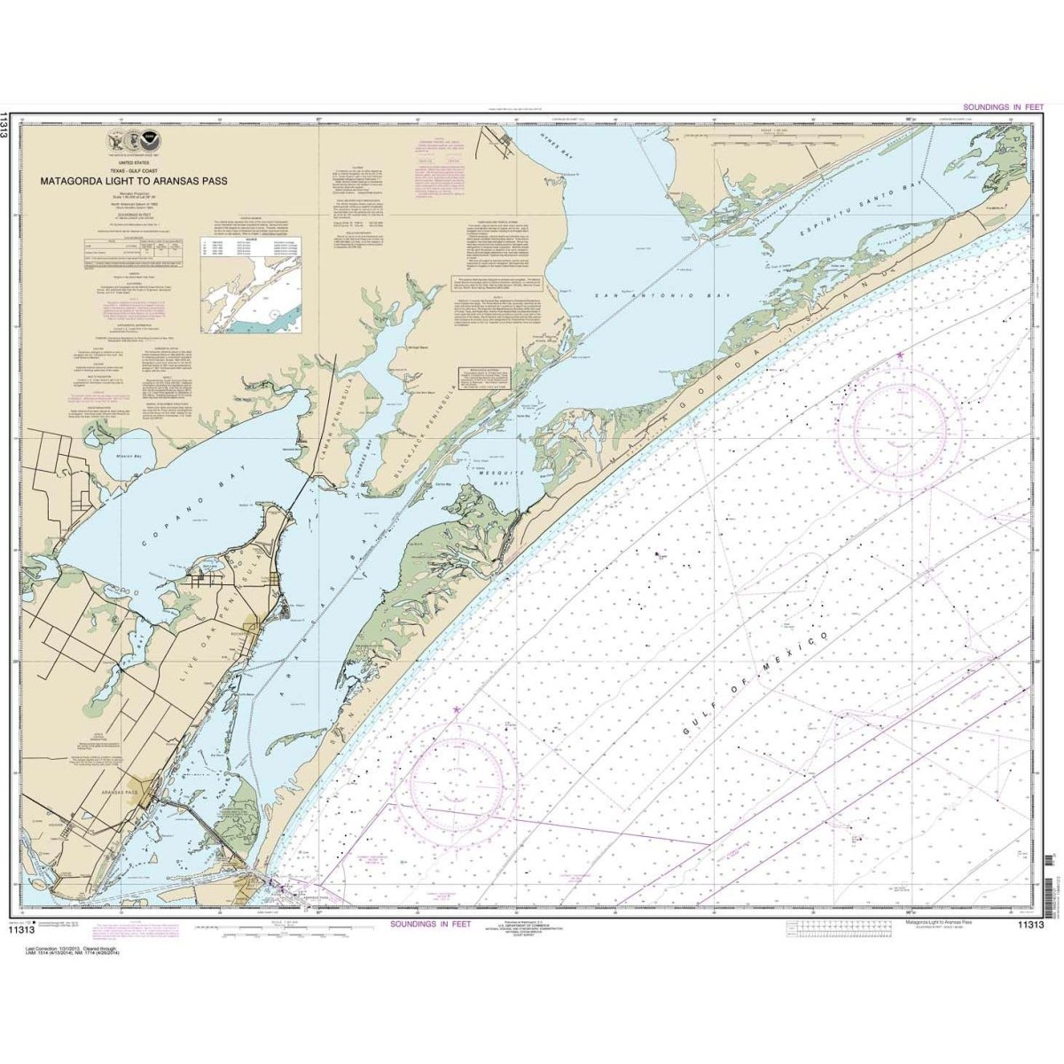Historical NOAA Chart 11313: Matagorda Light to Aransas Pass - Life Raft Professionals